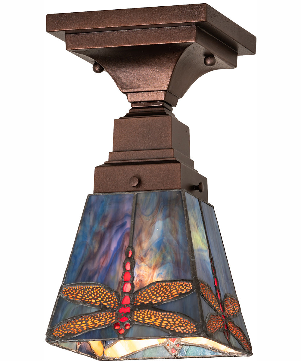 5" Square Prairie Dragonfly Flushmount