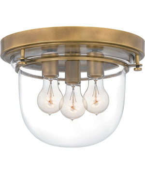 Whistling 3-light Flush Mount Weathered Brass