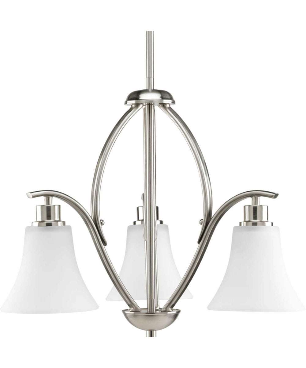 Joy 3-Light Etched Glass Traditional Chandelier Light Brushed Nickel
