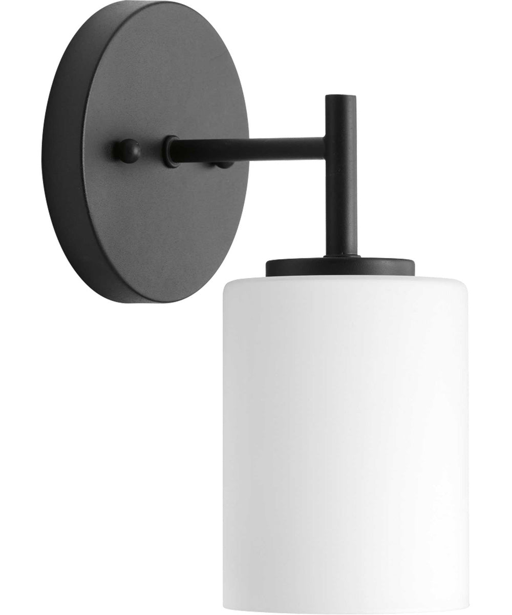 Replay 1-Light Etched White Glass Glass Modern Bath Vanity Light Textured Black