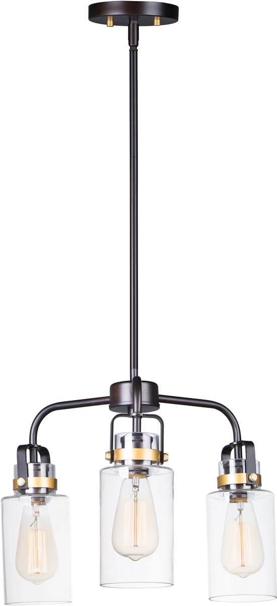 17"W Magnolia 3-Light Pendant Bronze / Gold