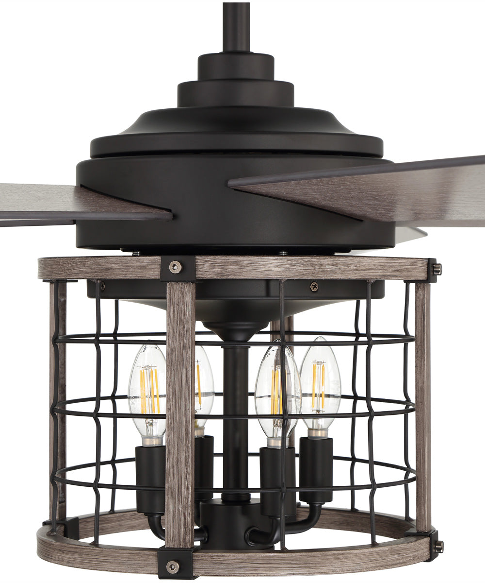 56" Nicolas 4-Light Ceiling Fan Flat Black/Light Wenge