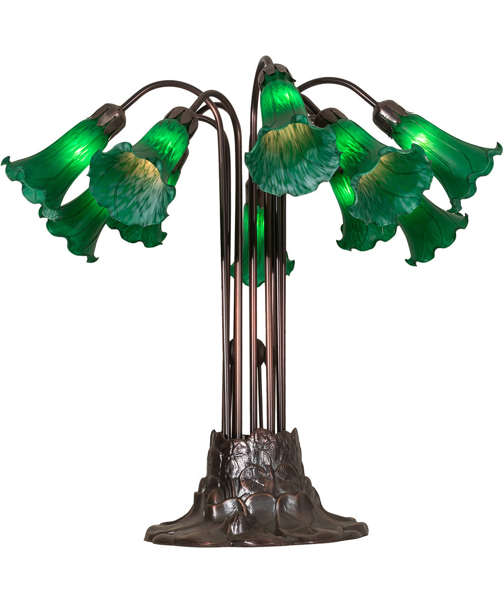 22"H Green Pond Lily 10 Light Table Lamp