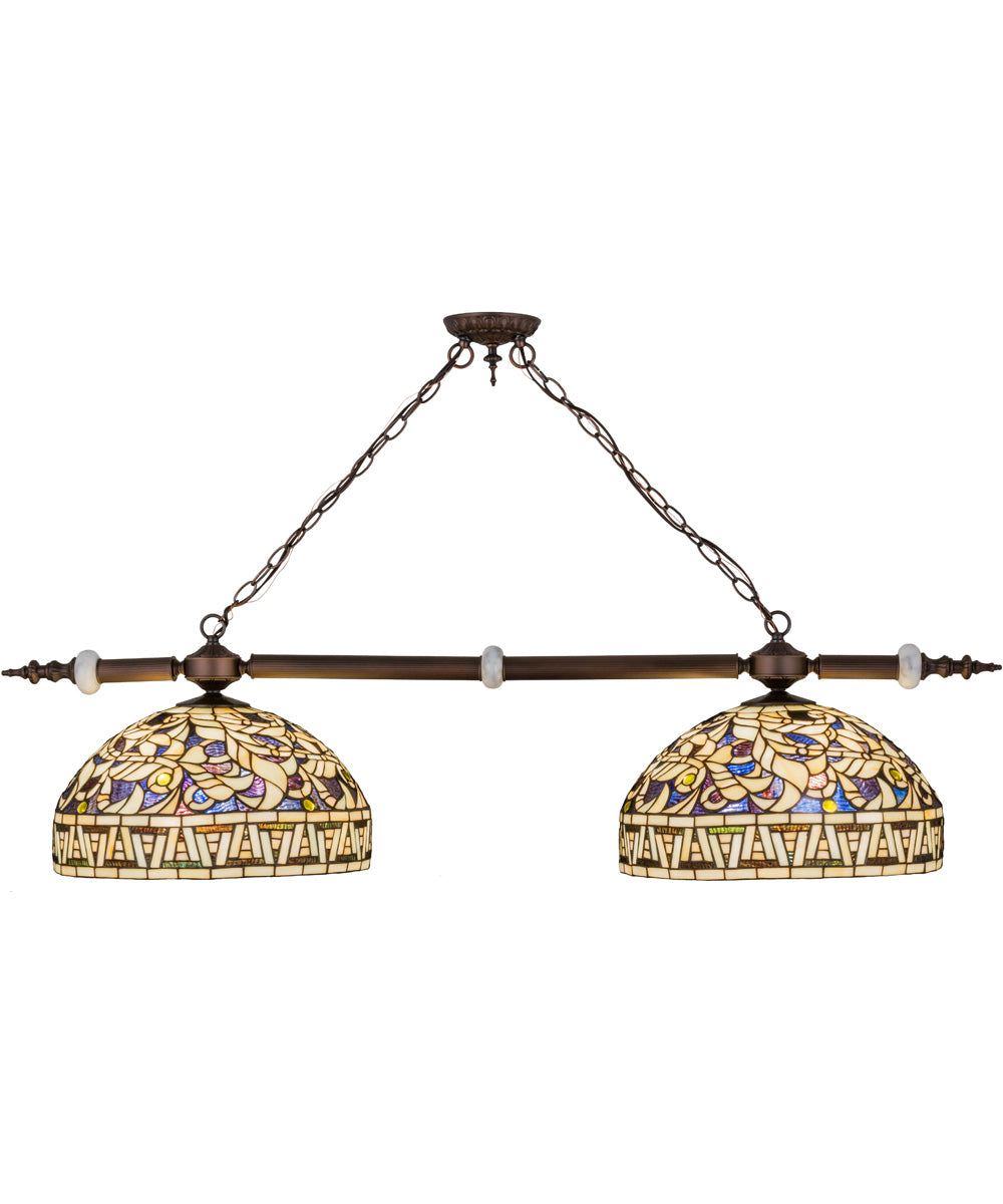 53"W Cockatoo Feathers 2 Light Island Pendant