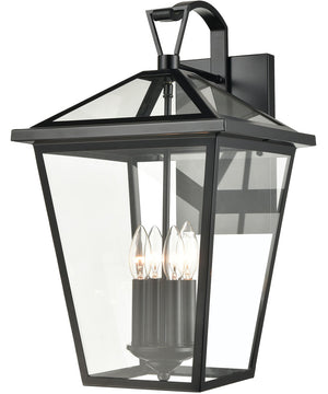 Main Street 4-Light Outdoor Sconce Black/Clear Glass Enclosure