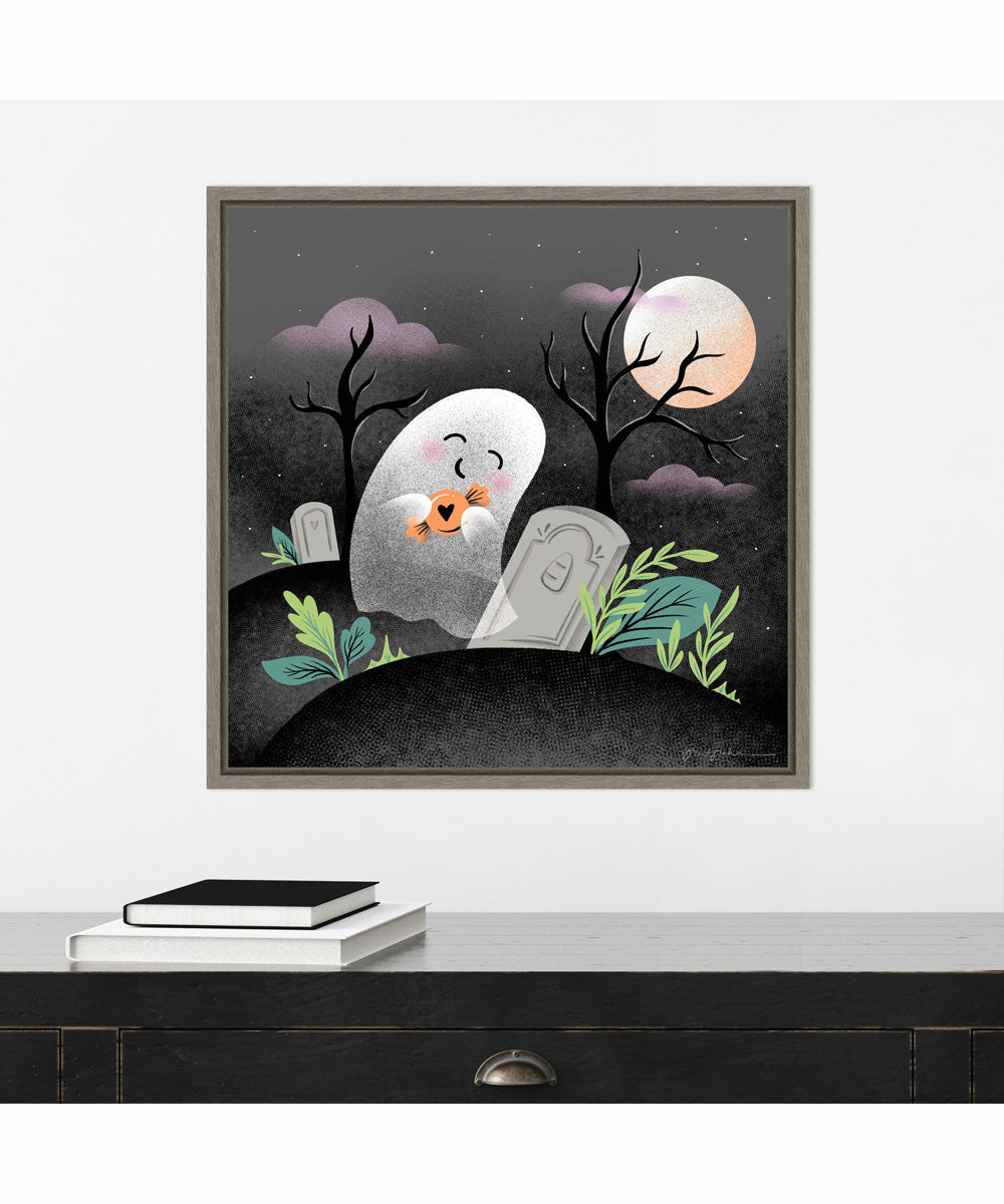 Framed Hocus Pocus Halloween IV by Gia Graham Canvas Wall Art Print (22  W x 22  H), Sylvie Greywash Frame