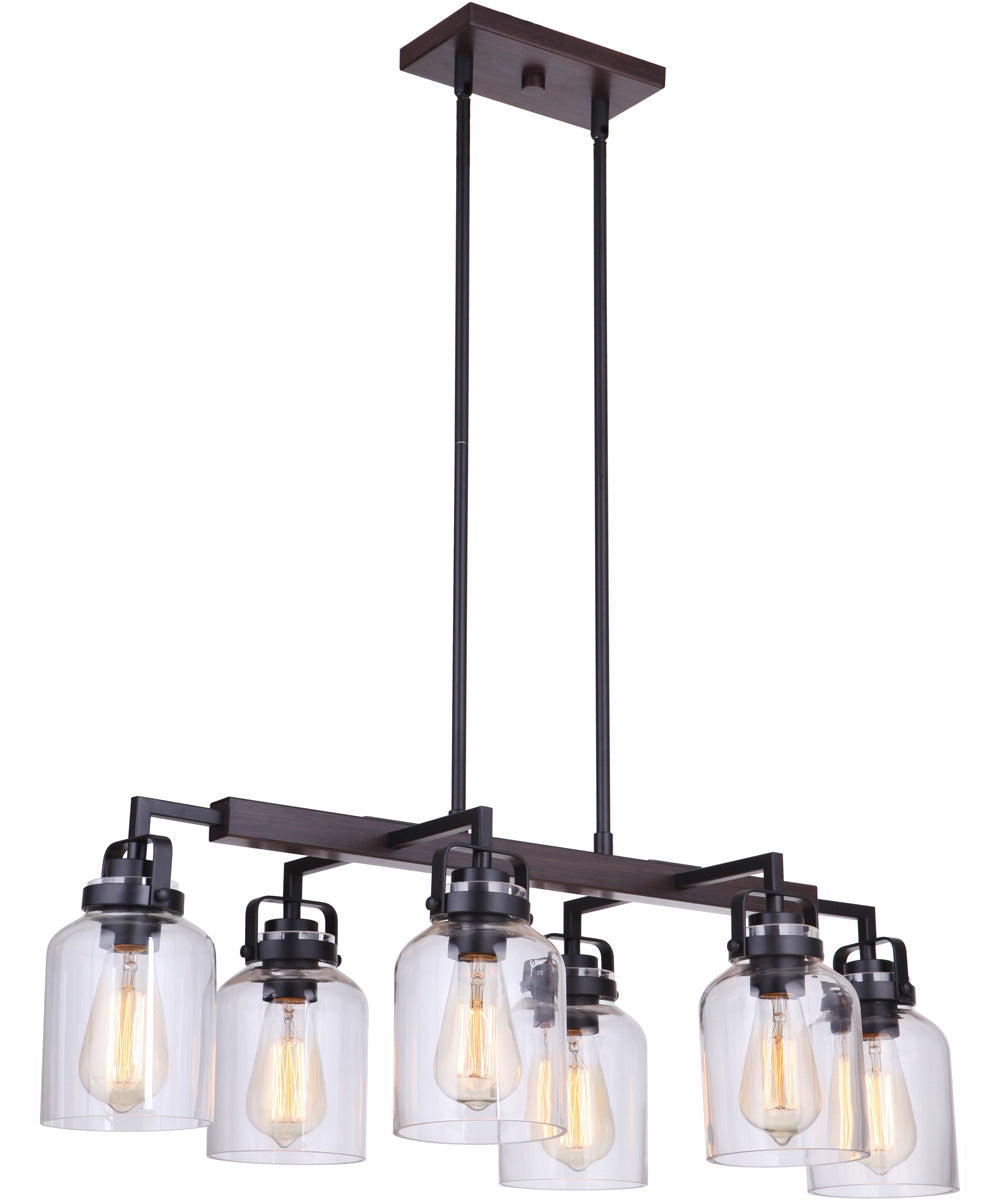 Foxwood 6-Light Island Flat Black/Dark Teak