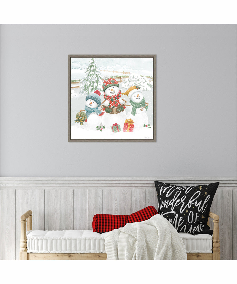 Framed Snow Day III by Beth Grove Canvas Wall Art Print (22  W x 22  H), Sylvie Greywash Frame