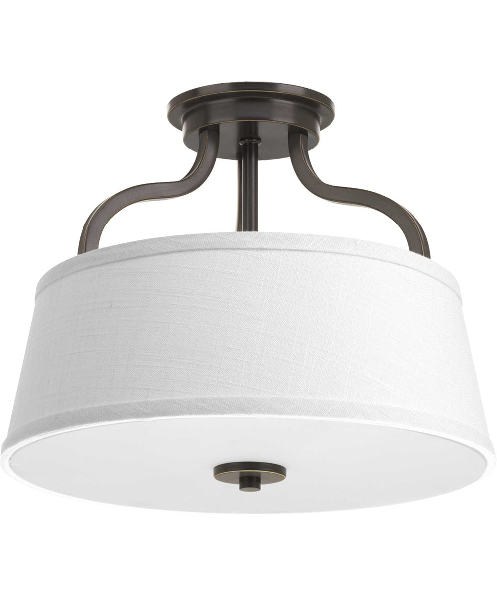 Arden 2-Light 14" Semi-Flush Convertible Antique Bronze