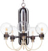 24"W Bauhaus 5-Light Chandelier Bronze / Satin Brass
