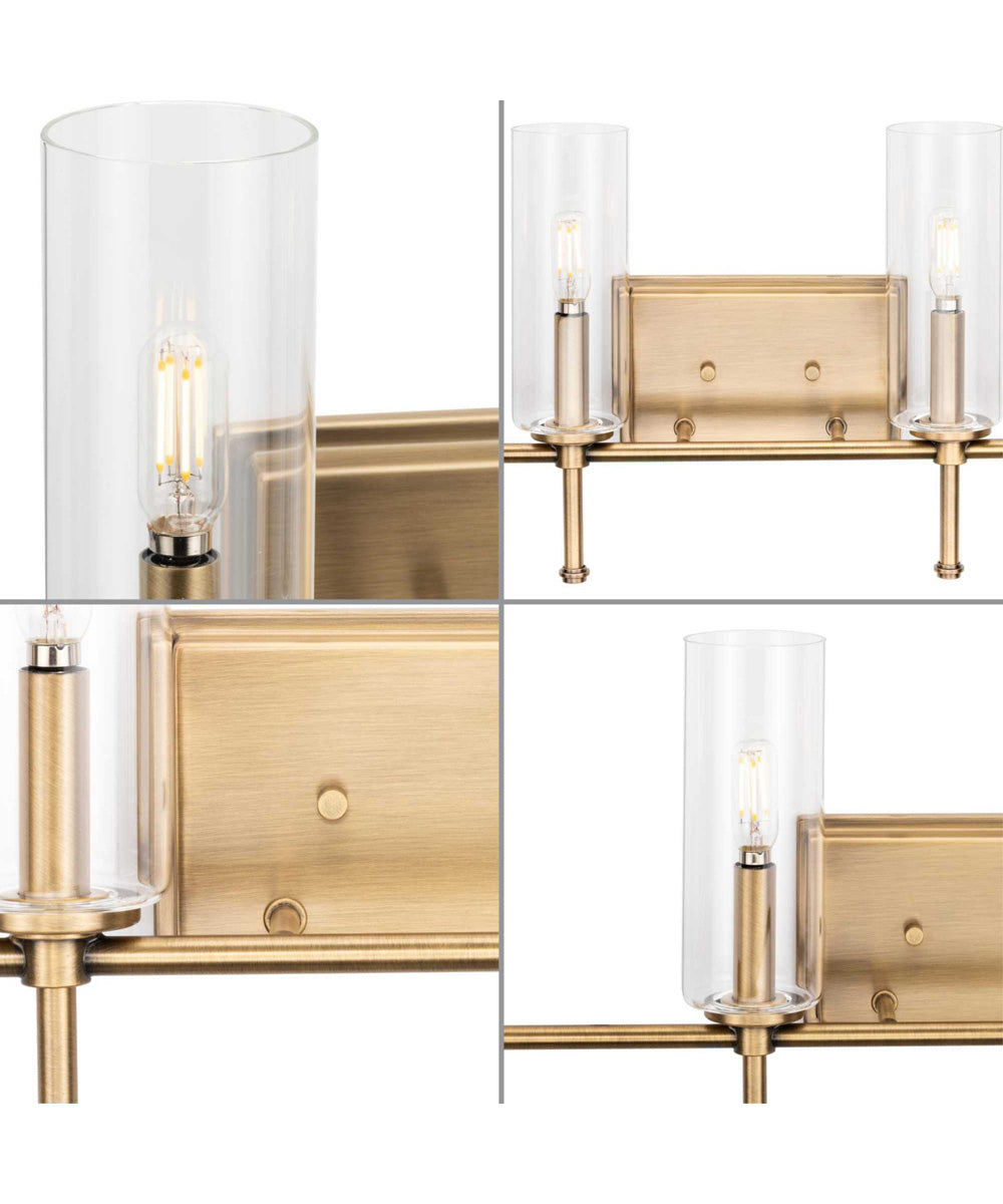 Elara 4-Light New Traditional Clear Glass Bath Vanity Light Vintage Brass