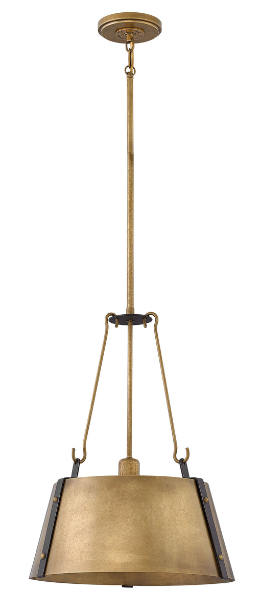 15"W Cartwright 1-Light Single Tier Pendant in Rustic Brass