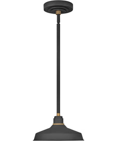 1-Light Outdoor Pendant Barn Light in Textured Black