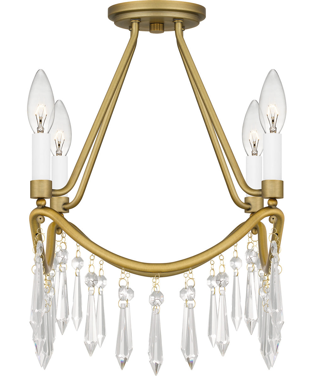 Airedale Small 4-light Semi Flush Mount Aged Brass