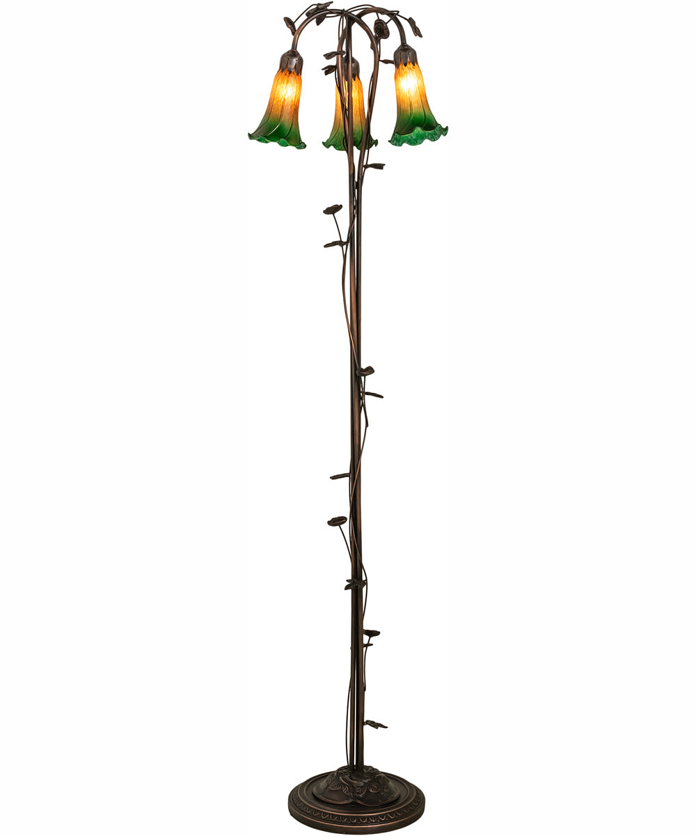 58" High Amber/Green 3 Light Floor Lamp
