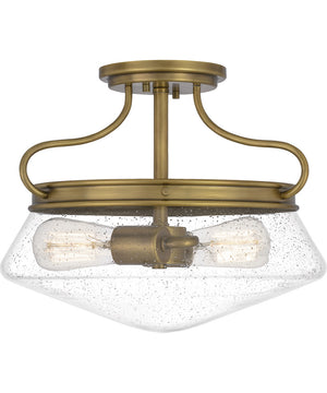 Tucker 2-light Semi Flush Mount Weathered Brass