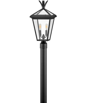 Palma 2-Light Large Outdoor Post Top or Pier Mount Lantern in Black
