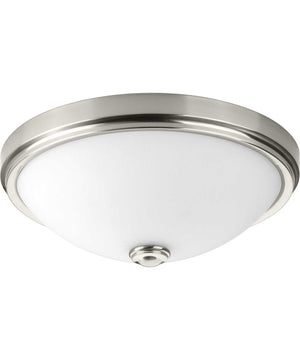 1-Light 19" LED Linen Glass Flush Mount Brushed Nickel