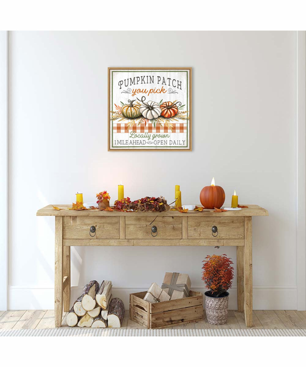 Framed Pumpkin Patch by Elizabeth Tyndall Canvas Wall Art Print (22  W x 22  H), Sylvie Maple Frame