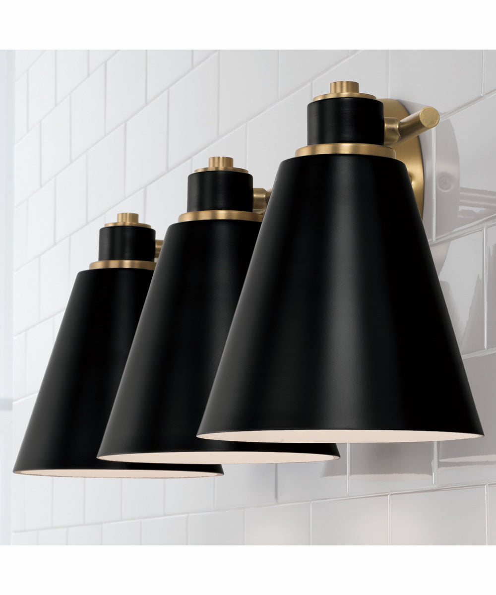 Bradley 3-Light Vanity Aged Brass and Black