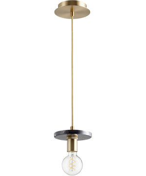 6"W 1-light Pendant Aged Brass w/ Black Marble