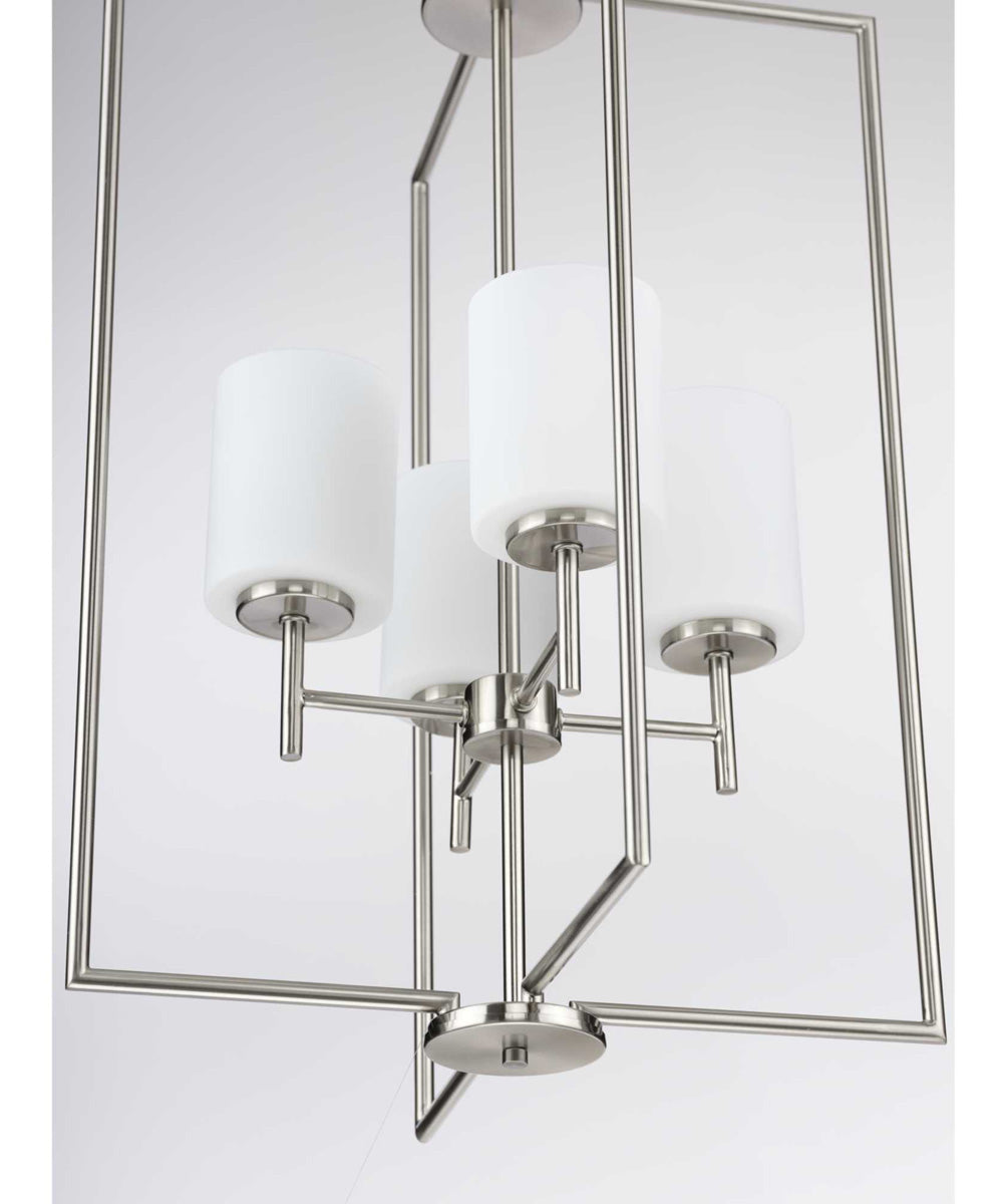 Replay 4-Light Etched White Glass Modern Pendant Light Brushed Nickel