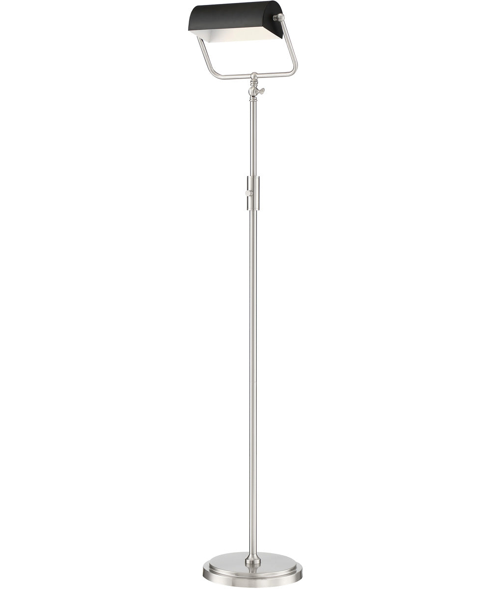 Caileb 1-Light Led Floor Lamp Brushed Nickel/Black Shade