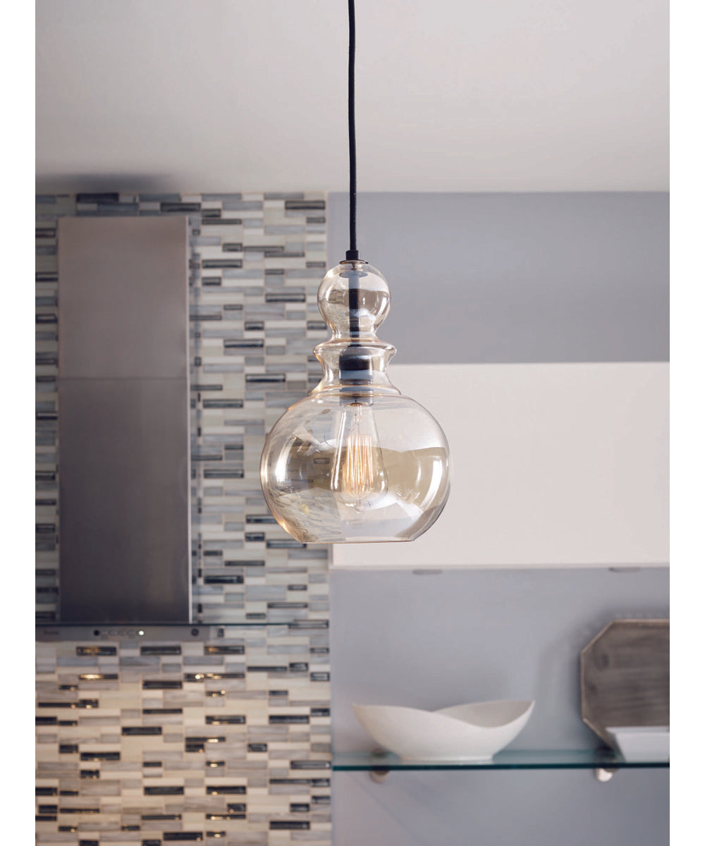 Staunton 1-Light Champagne Glass Global Pendant Light Antique Bronze