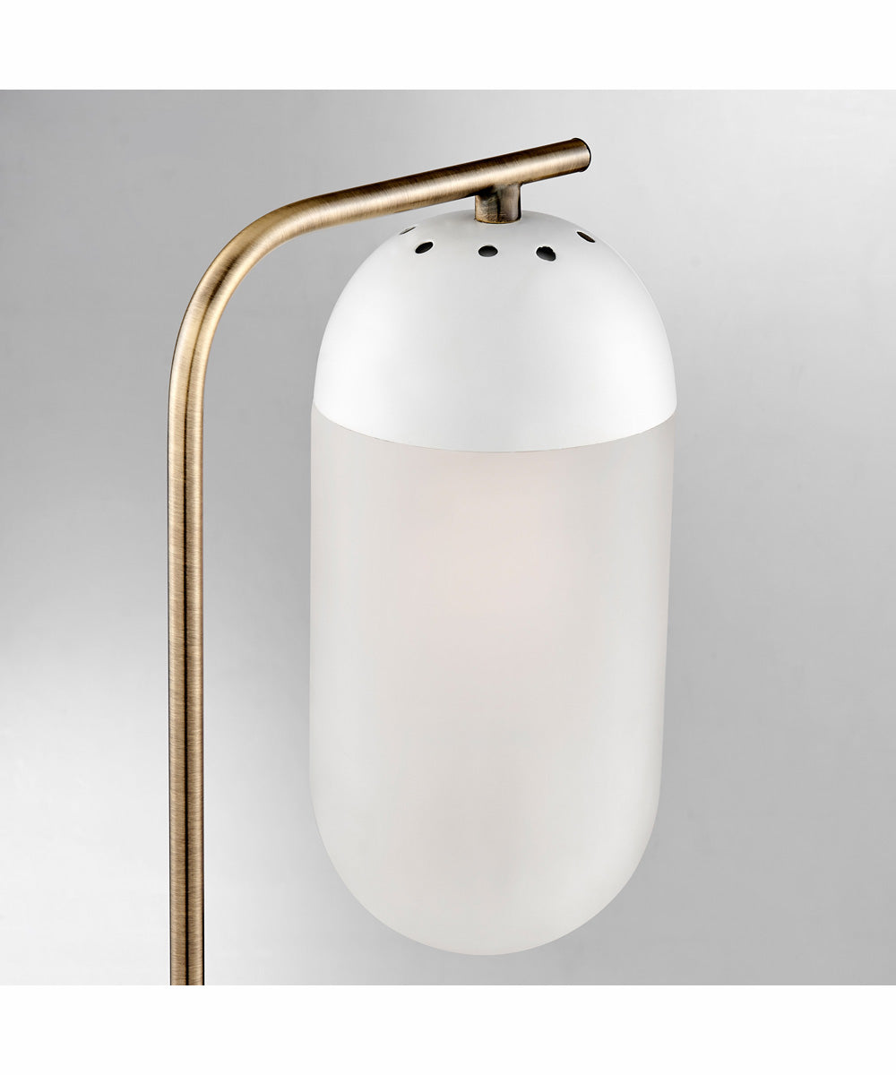 Firefly 1-Light Table Lamp Antique Brass/White/Frost Glass Shade