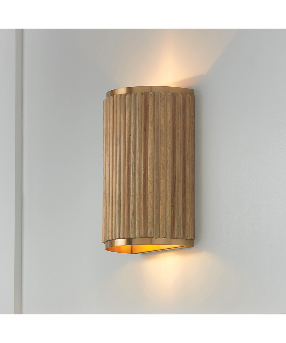 Donovan 2-Light Sconce White Wash and Matte Brass