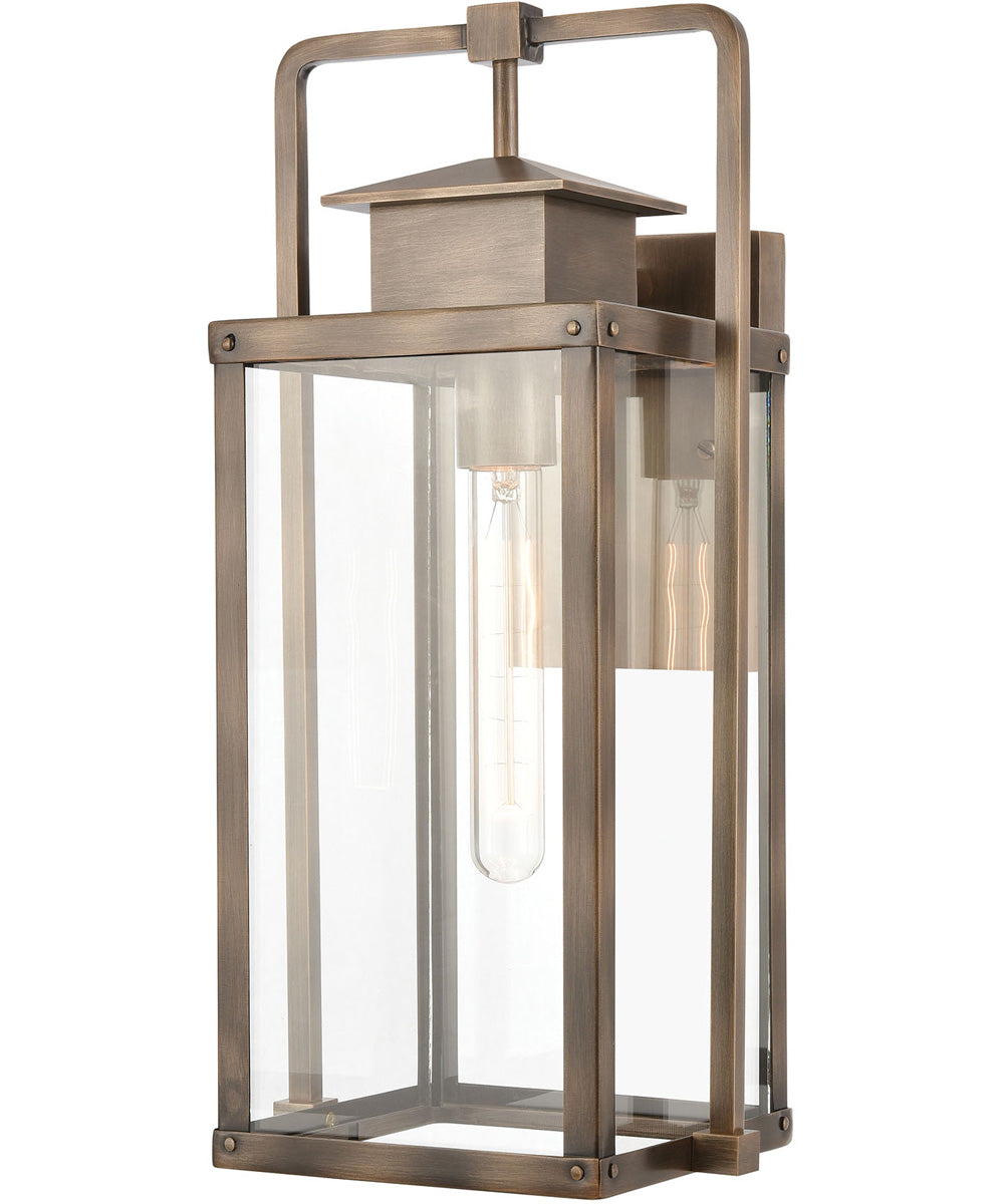 Crested Butte 1-Light Outdoor Sconce Vintage Brass/Clear Glass Enclosure