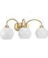 Carisa 3-Light Opal Glass Mid-Century Modern Bath Vanity Light Vintage Gold