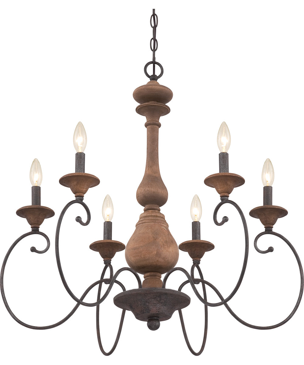 Auburn 6-light Chandelier Rustic Black