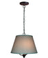 16"W Three light pendant in antique black Finish with Textured Oatmeal Slotted Pendant Empire Shade