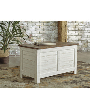 Dashbury Storage Trunk Antique White/Brown