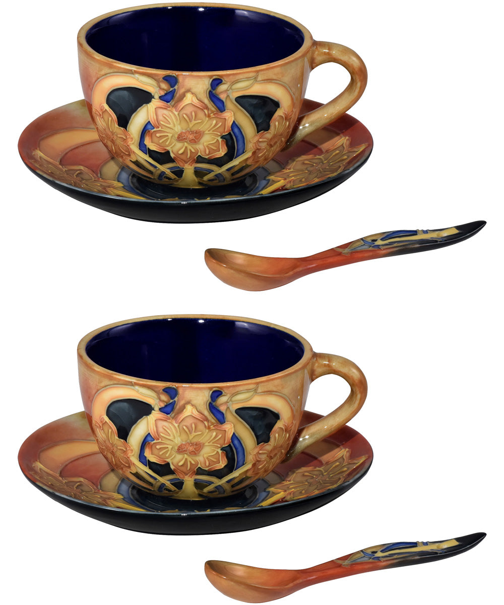 2.75 Inch H Pasque Flower 2-Pc Hand Painted Porcelain Cup And Saucer Set