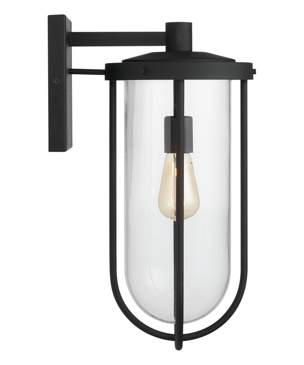 Corbin 1-Light Outdoor Wall Mount Rain or Shine - Black with Clear Glass