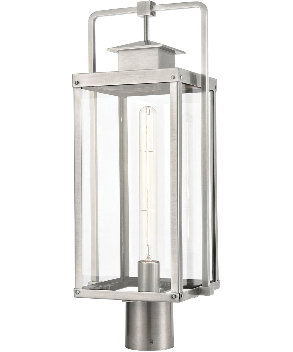 Crested Butte 1-Light Outdoor Post Mount Antique Brushed Aluminum/Clear Glass Enclosure