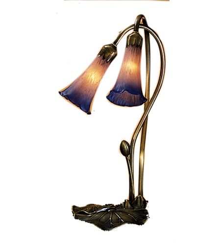 16"H 2-Light Lily Pink/Blue Accent Lamp