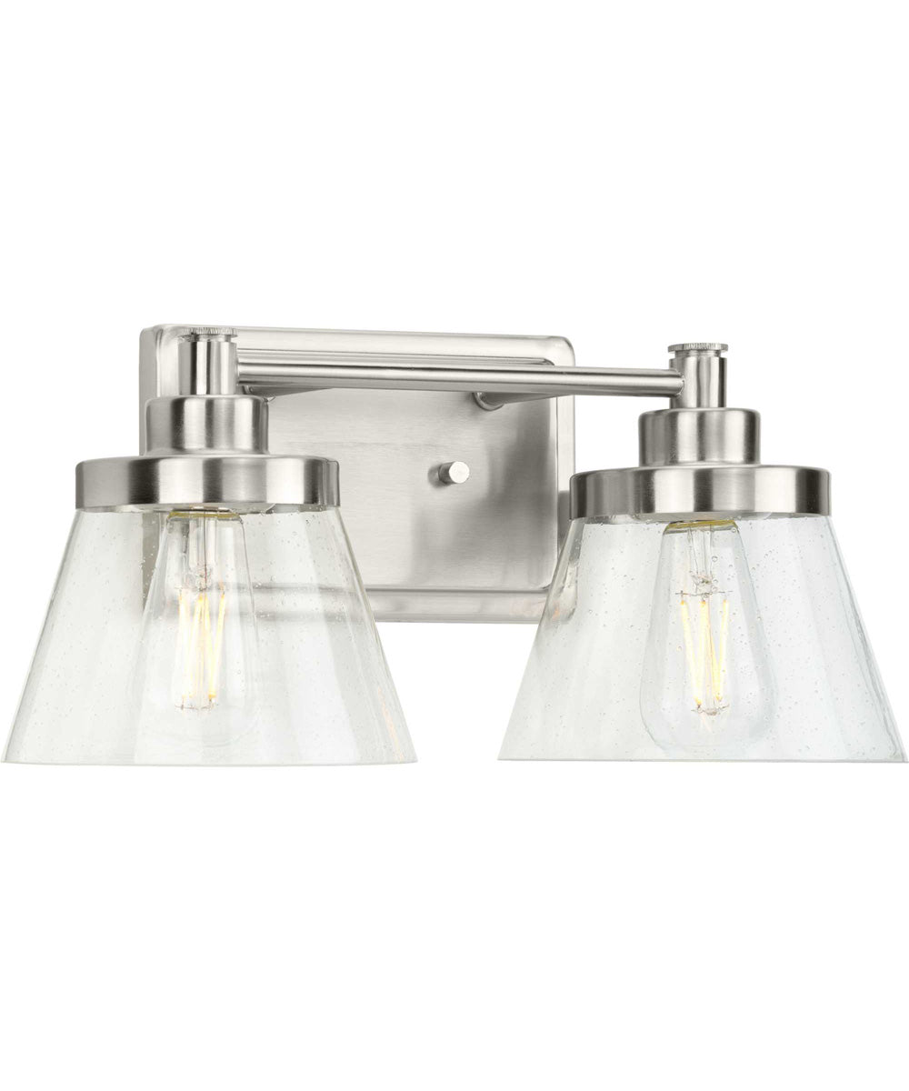 Hinton 2-Light Clear Seeded Glass Farmhouse Bath Vanity Light Brushed Nickel