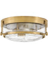 Harper 3-Light Small Flush Mount in Heritage Brass with Clear Seedy glass