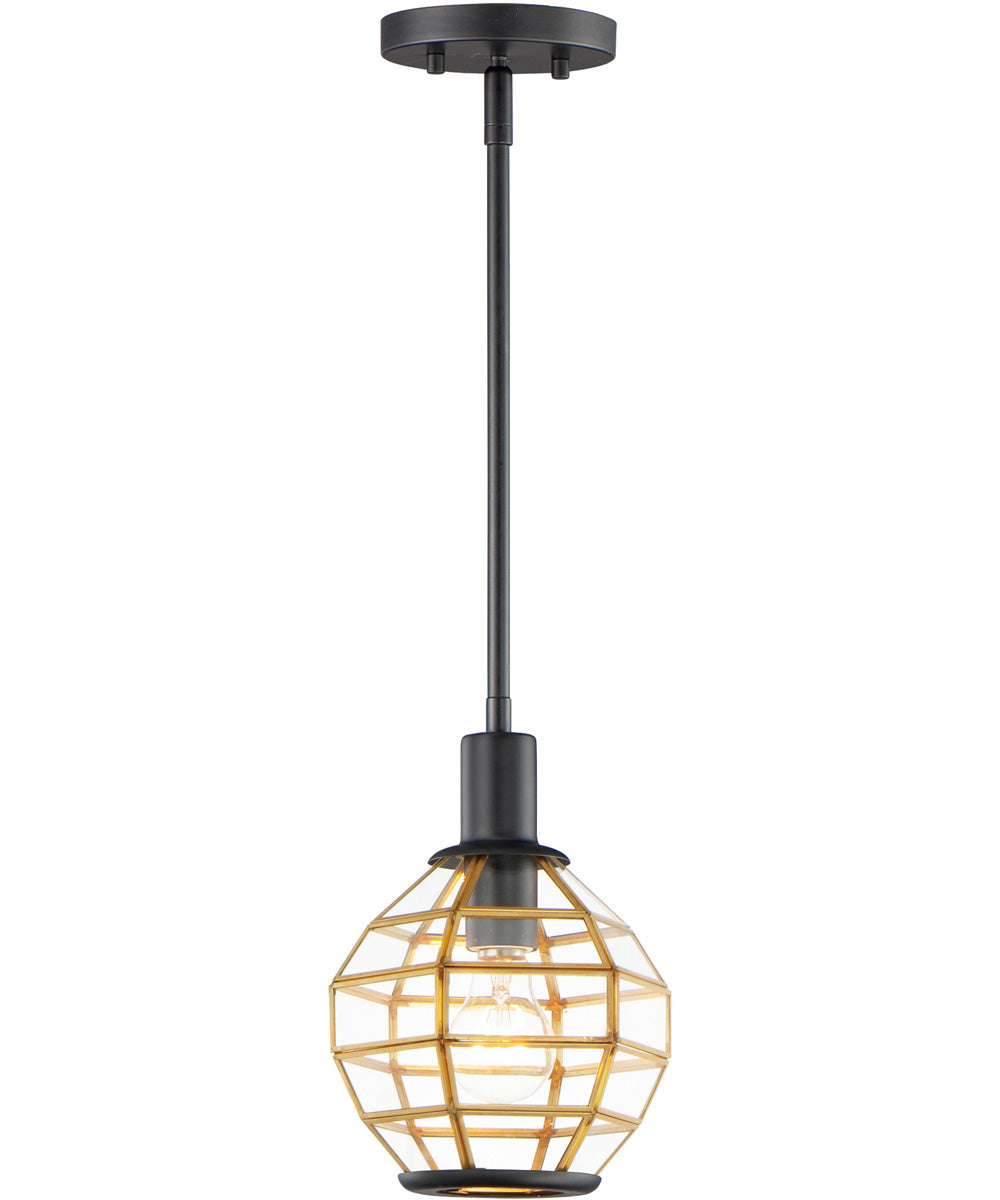 8"W Heirloom 1-Light Mini Pendant Black / Burnished Brass