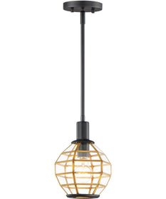 8"W Heirloom 1-Light Mini Pendant Black / Burnished Brass