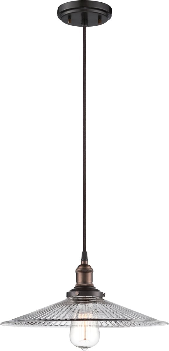 14"W Vintage 1-Light Pendant Rustic Bronze