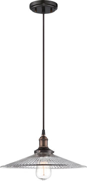 14"W Vintage 1-Light Pendant Rustic Bronze