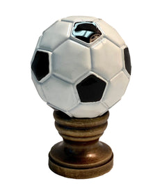 Alloy Soccer Ball Lamp Finial Antiqued Brass Base 1.75"h