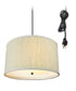 18"W 2 Light Swag Plug-In Pendant  Textured Oatmeal with Diffuser Black Cord