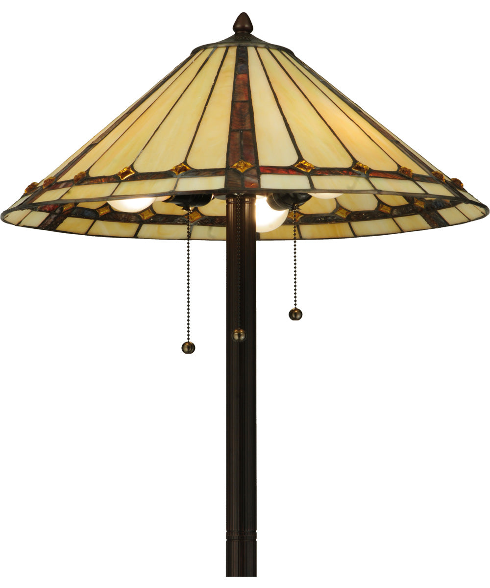 61"H Belvidere  3-Light Tiffany Floor Lamp Brown