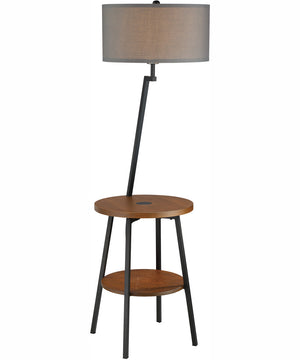 Lemington 1-Light Floor Lamp With Wireless Charging Pad Black/Wood/Grey