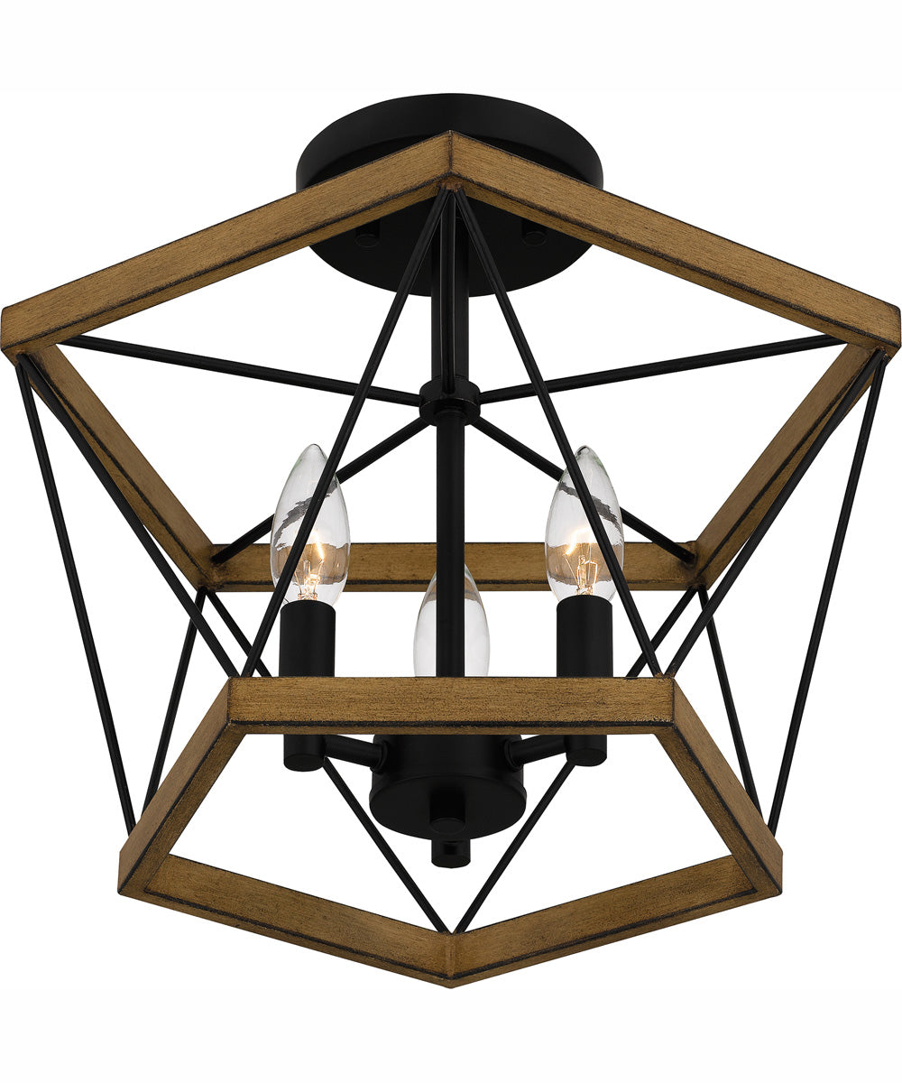 Quoizel Semi-Flush Mount Medium 3-light Semi Flush Mount Aged Walnut